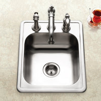 Thumbnail for Houzer Glowtone ADA Compliant 17 inch Stainless Steel Drop-in Topmount 3-hole Large Bar and Prep Sink