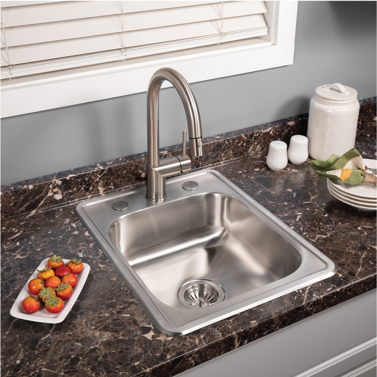 Houzer Glowtone ADA Compliant 17 inch Stainless Steel Drop-in Topmount 3-hole Large Bar and Prep Sink