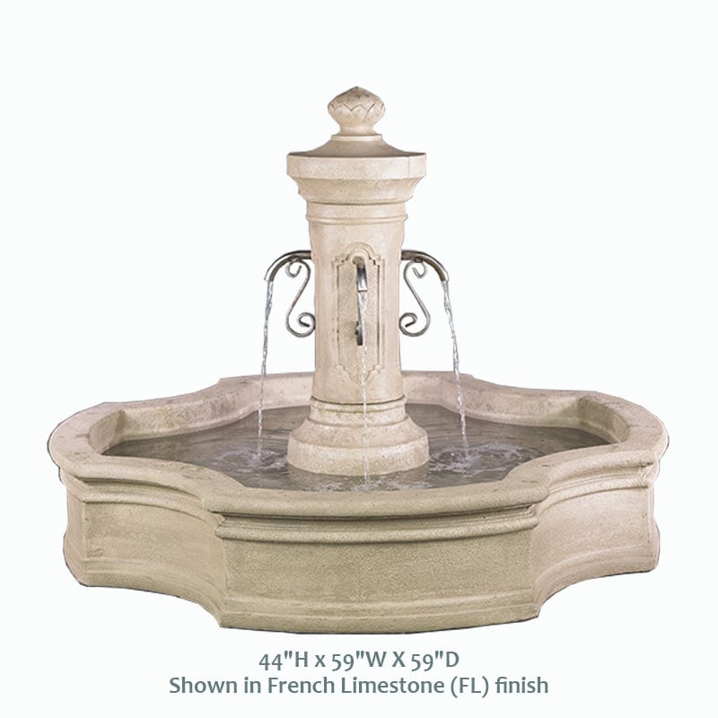 Amalfi Monaco Pond Fountain with Rustic Spouts in Limestone Finish