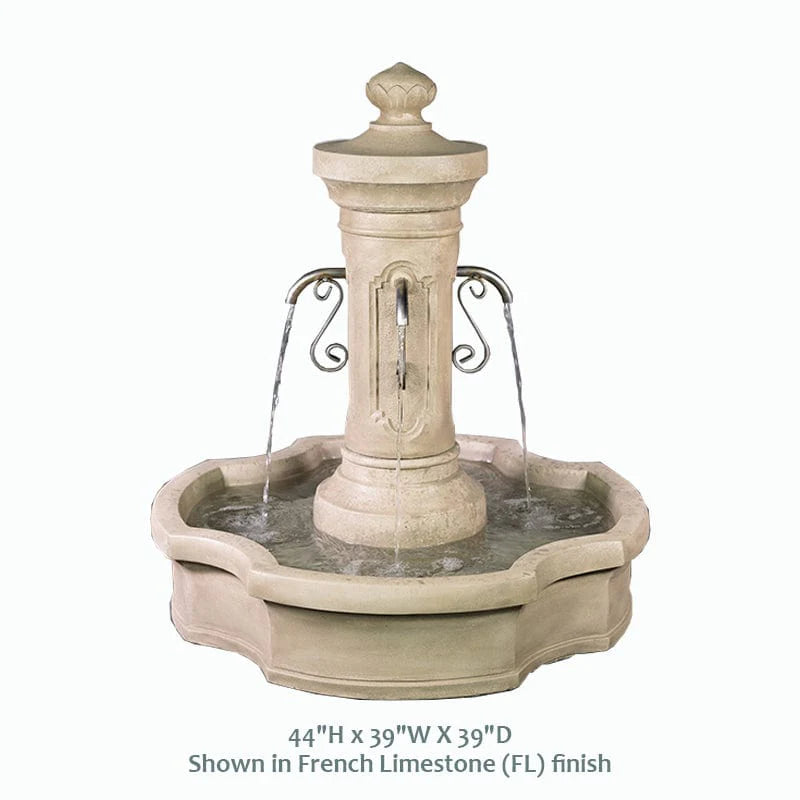 Amalfi Pond Fountain with Concrete Spout in French Limestone Finish – A Refined Centerpiece for Outdoor Serenity