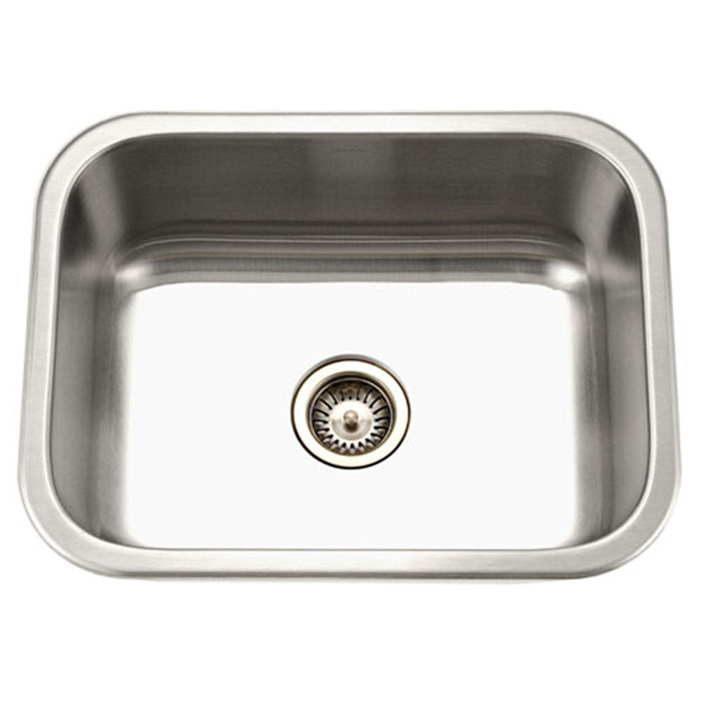 Houzer Belleo 23 inch Stainless Steel Drop-in Topmount Single Bowl Kitchen Sink with Strainer & Grid