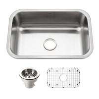 Thumbnail for Houzer Belleo 27 inch Stainless Steel Drop-in Topmount Single Bowl Kitchen Sink with Strainer & Grid