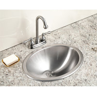 Thumbnail for Houzer Opus 18 inch Stainless Steel Drop-in Oval Bathroom Sink without Overflow