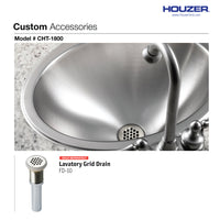 Thumbnail for Houzer Opus 18 inch Stainless Steel Drop-in Oval Bathroom Sink without Overflow