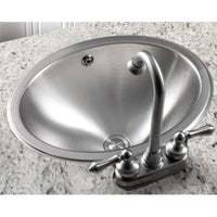 Thumbnail for Houzer Opus 18 inch Stainless Steel Drop-in Oval Bowl Bathroom Sink with Overflow Drain Assembly