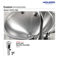Thumbnail for Houzer Opus 18 inch Stainless Steel Drop-in Oval Bowl Bathroom Sink with Overflow Drain Assembly
