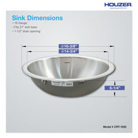 Thumbnail for Houzer Opus 16 inch Stainless Steel Drop-in Topmount Round Bowl Bathroom Sink without Overflow, Nested 40-Pack