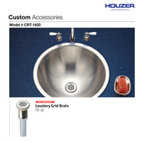 Thumbnail for Houzer Opus 16 inch Stainless Steel Drop-in Round Bowl Bathroom Sink without Overflow