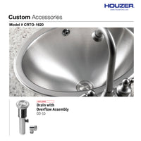 Thumbnail for Houzer Opus 16 inch Stainless Steel Drop-in Topmount Round Bowl Bathroom Sink with Overflow Drain Assembly, Nested 40-Pack