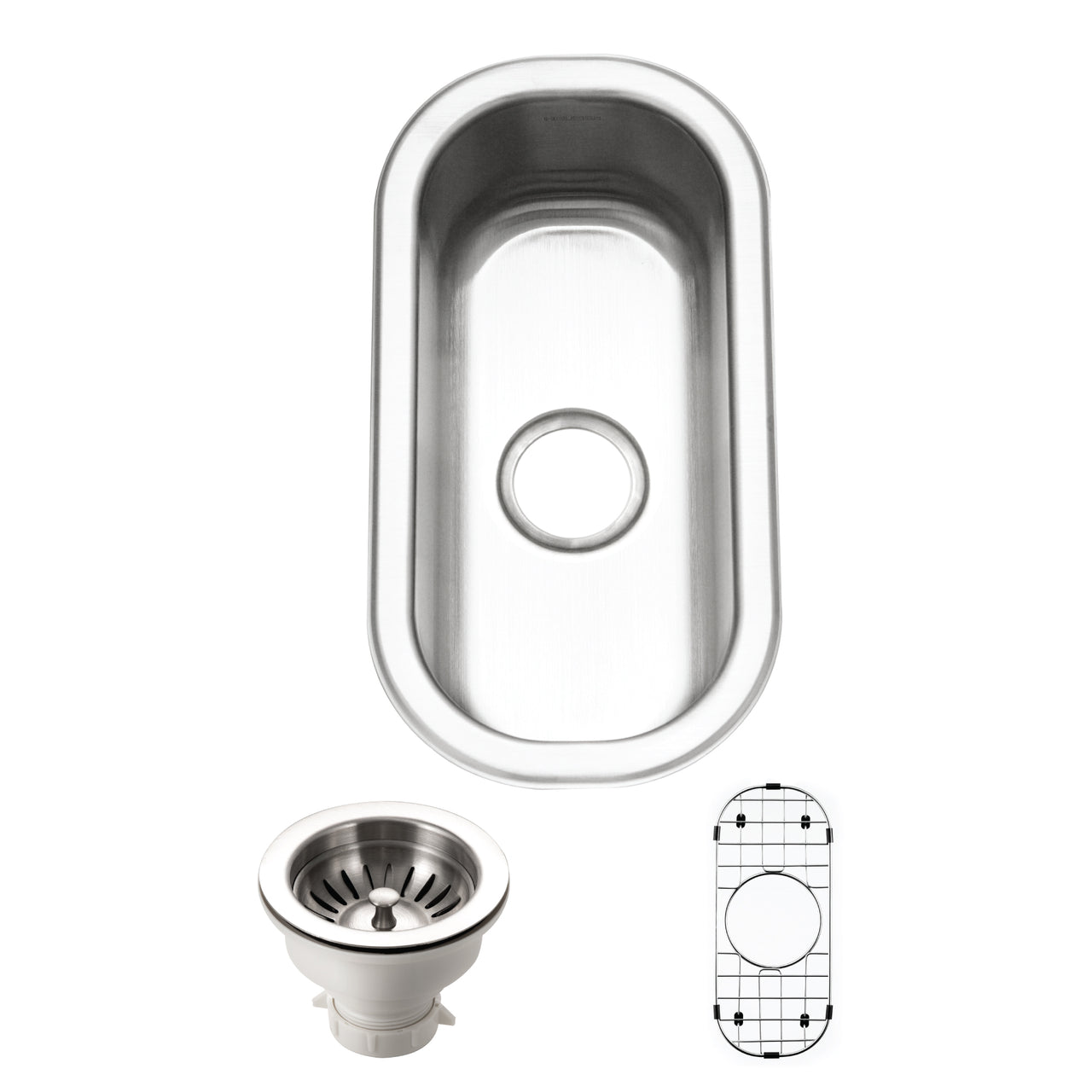 Houzer Club 10 inch Stainless Steel Undermount Compact Single Bowl Bar Sink with Strainer