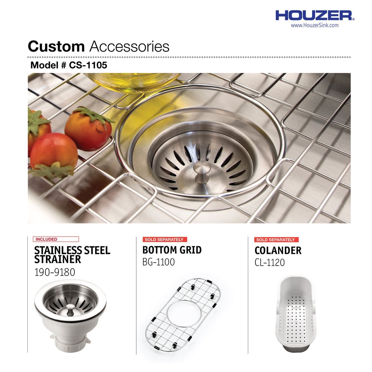 Houzer Club 10 inch Stainless Steel Undermount Compact Bar and Prep Sink