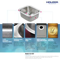 Thumbnail for Houzer Club 13 inch Stainless Steel Undermount Bar and Prep Sink, Nested 5-Pack