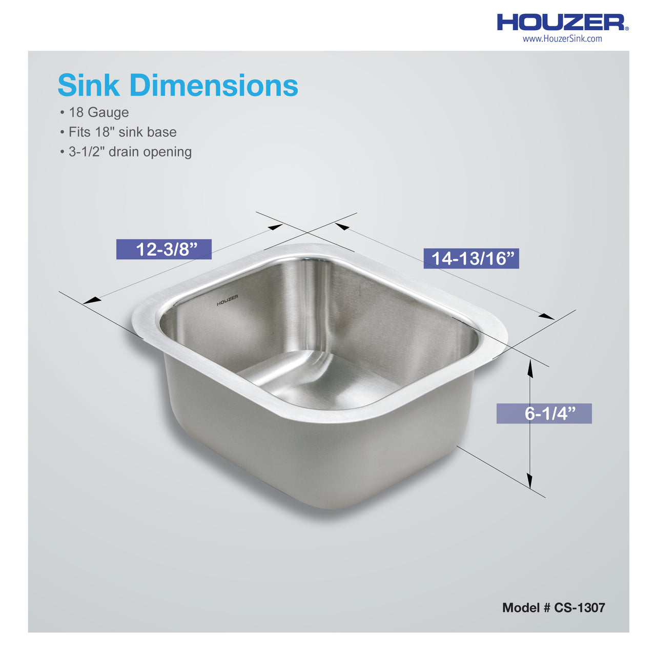 Houzer Club 13 inch Stainless Steel Undermount Small Bar and Prep Sink