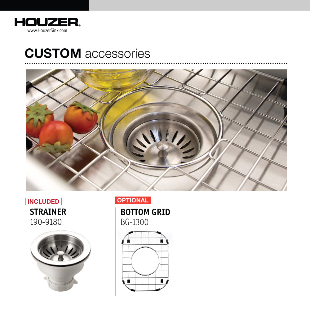 Houzer Club 13 inch Stainless Steel Undermount Bar and Prep Sink, Nested 5-Pack