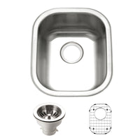 Thumbnail for Houzer Club 14 inch Stainless Steel Undermount Medium Bar and Prep Sink