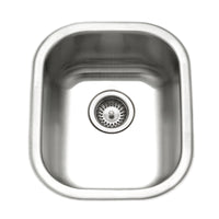 Thumbnail for Houzer Club 14 inch Stainless Steel Undermount Medium Bar and Prep Sink with Strainer & Bottom Grid