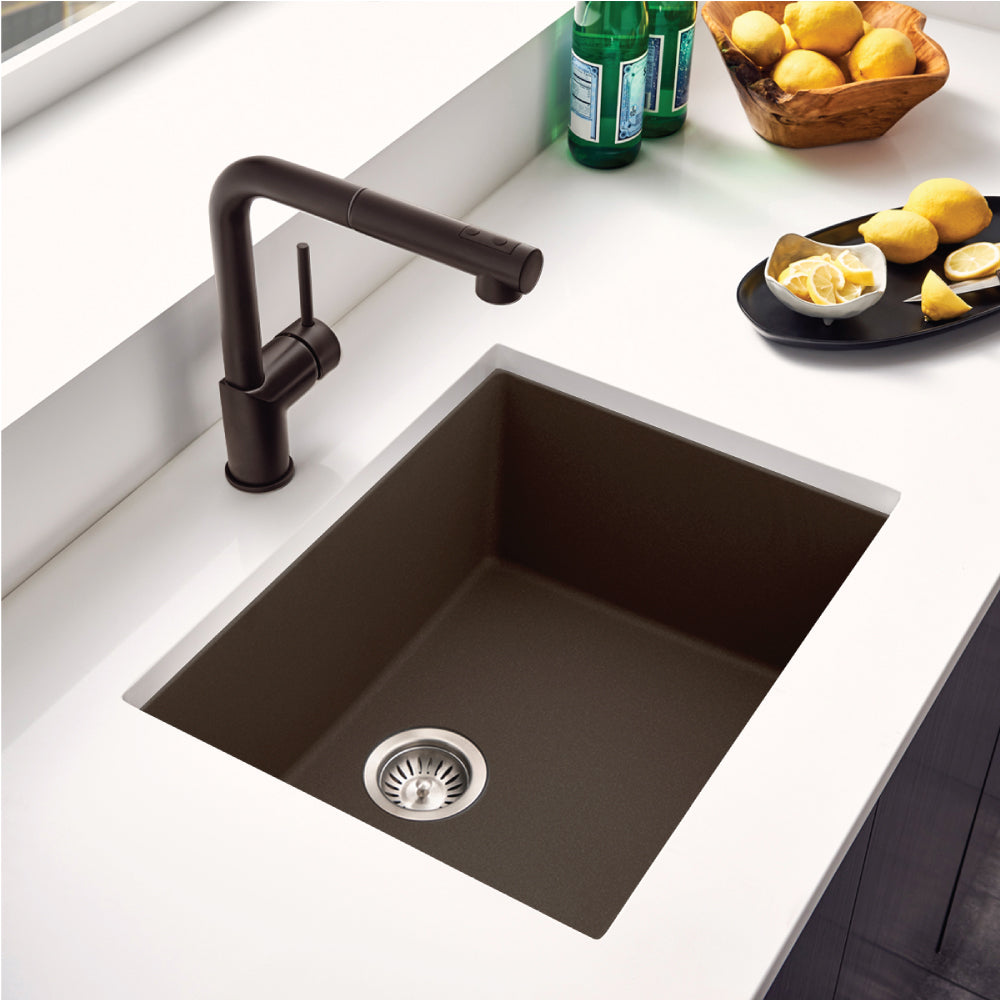 Houzer Quartztone 24 inch Granite Composite Undermount Single Bowl Kitchen Sink