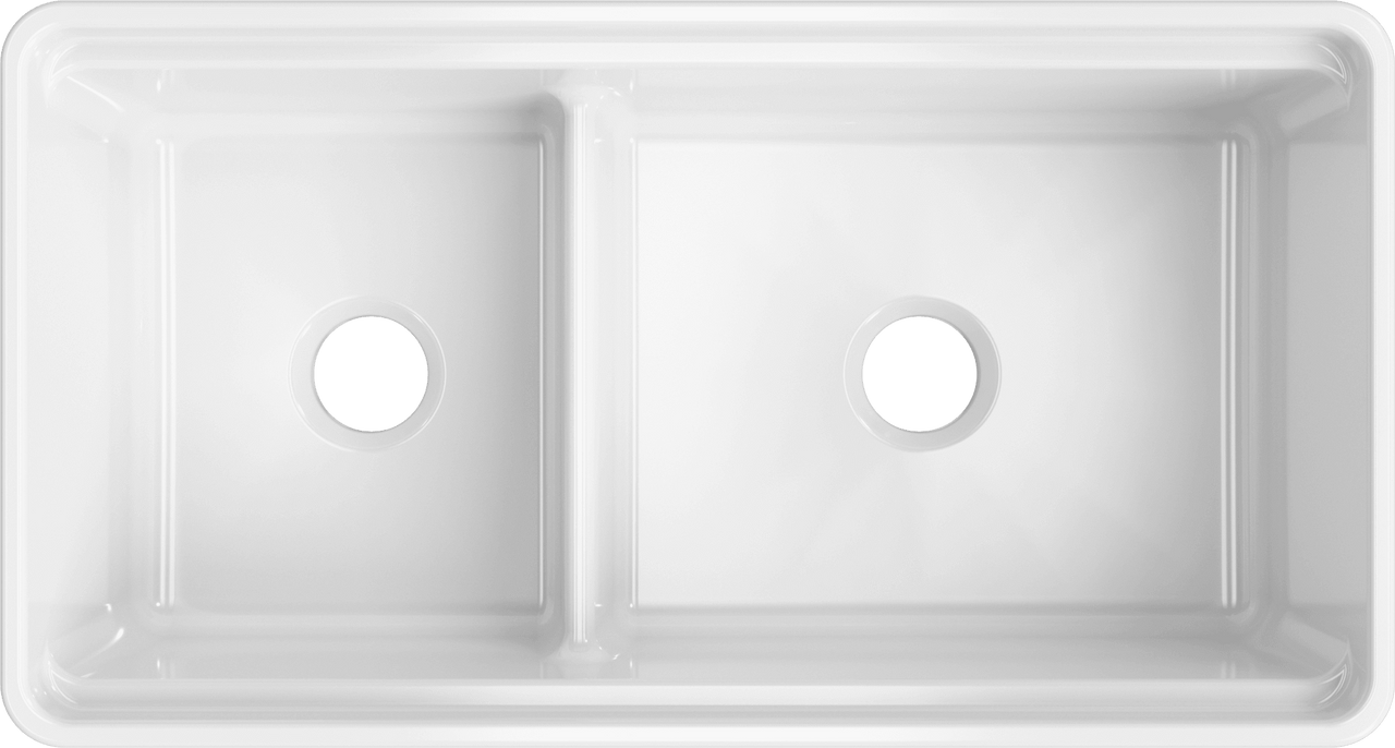 LaToscana 36" Double-Bowl Reversible Fireclay Farmhouse Kitchen Sink in White