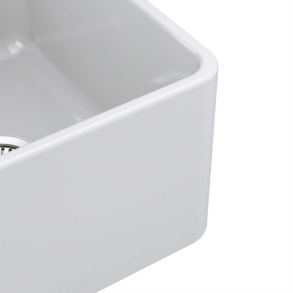 LaToscana 33" Double Bowl Reversible Farmhouse Fireclay Kitchen Sink in White