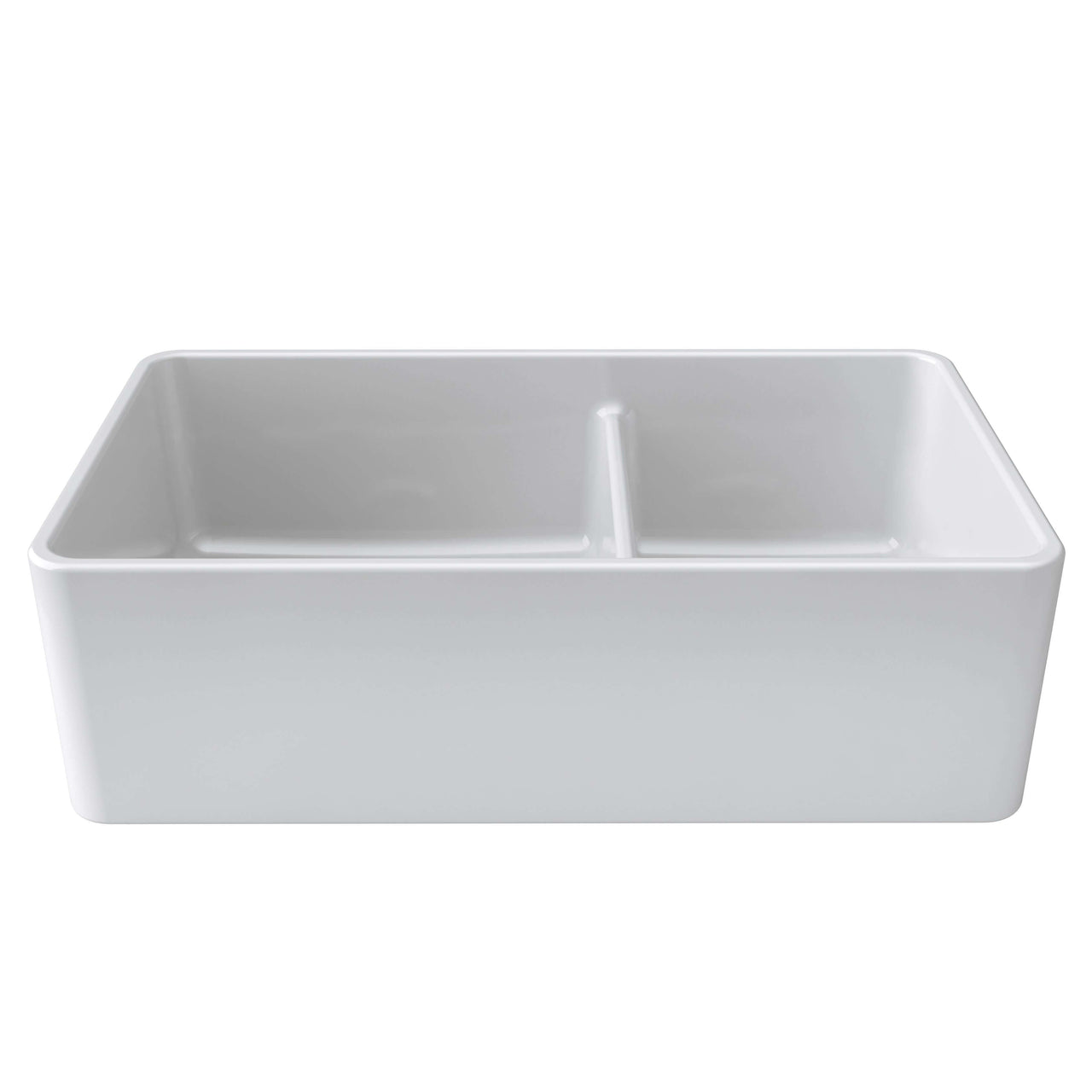 LaToscana 33" Double Bowl Reversible Farmhouse Fireclay Kitchen Sink in White