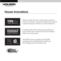 Thumbnail for Houzer Laundry 25 inch Stainless Steel Drop-in Topmount 1-hole Single Bowl Sink, 12 inch Deep Laundry Sink