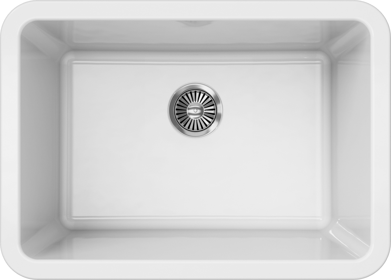 LaToscana 27" Single Bowl Drop-in/Undermount Fireclay Kitchen Sink in White