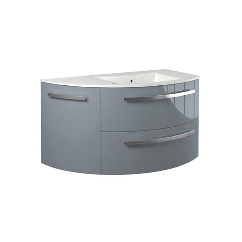 LaToscana 38" Ameno Series Right Side Corner Sink Modern Bathroom Wall-Mounted Vanity Left Rounded Cabinet