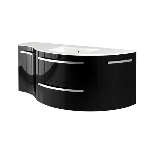 LaToscana 52" Ameno Series Right Side Corner Sink Modern Bathroom Wall-Mounted Vanity Right Rounded & Left Concave Cabinets