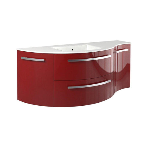 LaToscana 52" Ameno Series Left Side Corner Sink Modern Bathroom Wall-Mounted Vanity Left Rounded & Right Concave Cabinets