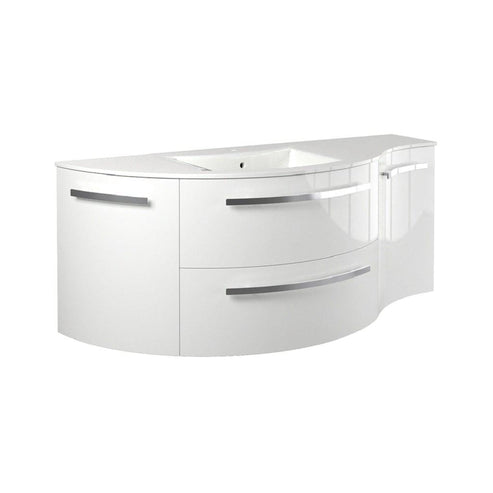 LaToscana 52" Ameno Series Left Side Corner Sink Modern Bathroom Wall-Mounted Vanity Left Rounded & Right Concave Cabinets