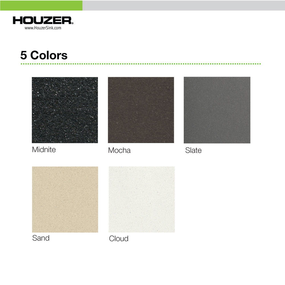 Houzer Quartztone 33 inch Granite Composite Drop-in Topmount 60/40 Double Bowl Kitchen Sink