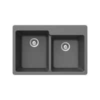 Thumbnail for Houzer Quartztone 33 inch Granite Composite Drop-in Topmount 60/40 Double Bowl Kitchen Sink