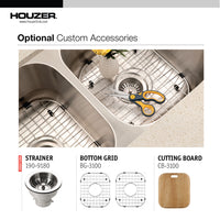 Thumbnail for Houzer Medallion 31 inch Stainless Steel Undermount 50/50 Double Bowl Kitchen Sink, Nested 20-Pack