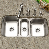 Thumbnail for Houzer Medallion 40 inch Stainless Steel Undermount Triple Bowl Kitchen Sink with Strainers & Grids