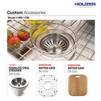 Thumbnail for Houzer Club 17 inch Stainless Steel Square Undermount Single Bowl 8