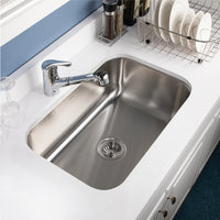 Thumbnail for Houzer Medallion Designer 27 inch Stainless Steel Undermount Single D Bowl Kitchen Sink with Strainer