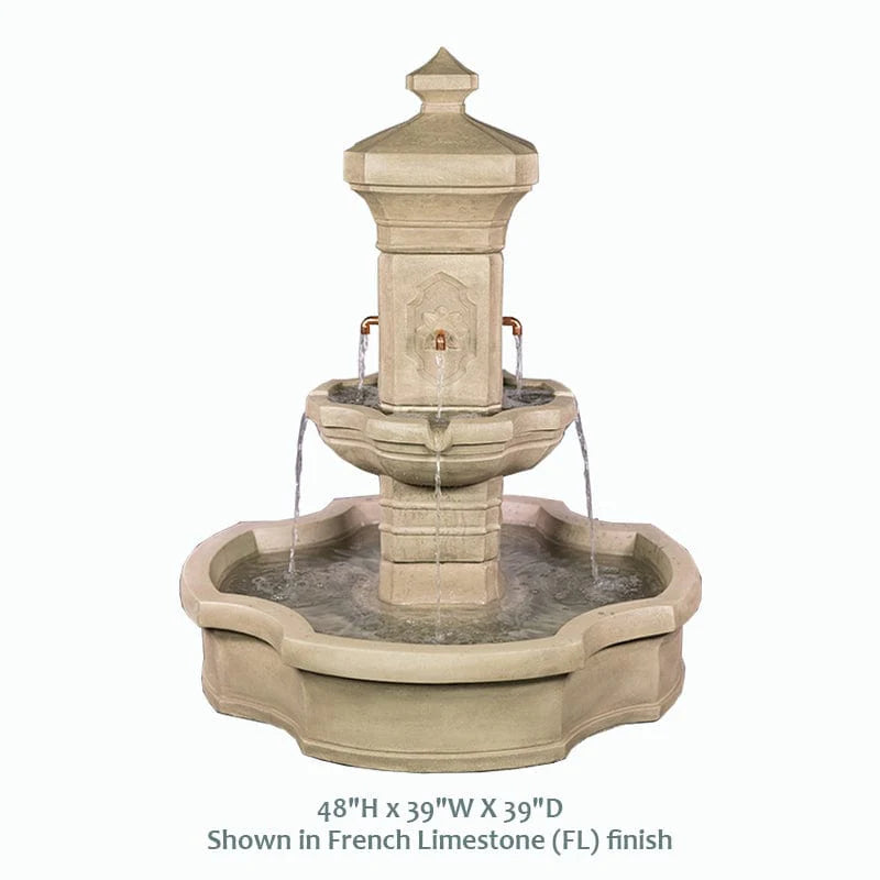 Monterosso Pond Fountain with Concrete Spout and French Limestone Finish for Elegant Outdoor Tranquility