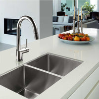 Thumbnail for Houzer Nouvelle 31 inch Stainless Steel Undermount 50/50 Double Bowl Kitchen Sink, Nested 20-Pack