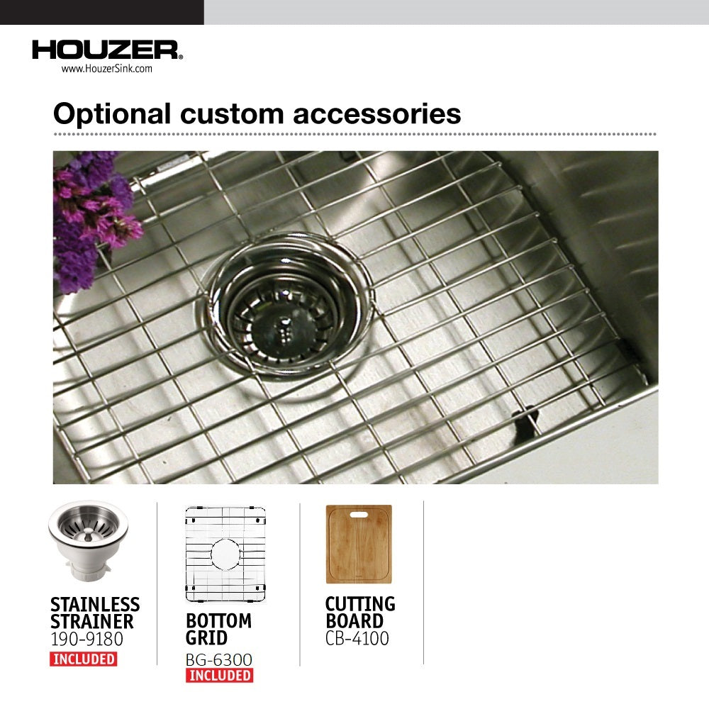 Houzer Nouvelle 31 inch Stainless Steel Undermount 50/50 Double Bowl Kitchen Sink, Nested 20-Pack