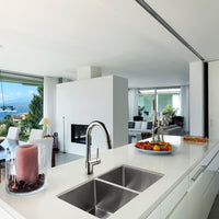 Thumbnail for Houzer Nouvelle 31 inch Stainless Steel Undermount 50/50 Double Bowl Kitchen Sink, Nested 20-Pack