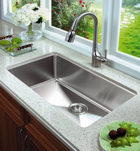 Thumbnail for Houzer Nouvelle 31 inch Stainless Steel Undermount Single Bowl Kitchen Sink with Strainer & Grid