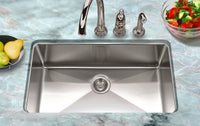 Thumbnail for Houzer Nouvelle 31 inch Stainless Steel Undermount Single Bowl Kitchen Sink with Strainer & Grid