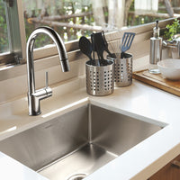 Thumbnail for Houzer Nouvelle 23 inch Stainless Steel Undermount Single Bowl Kitchen Sink with Strainer & Grid
