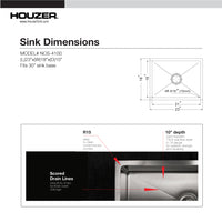 Thumbnail for Houzer Nouvelle 23 inch Stainless Steel Undermount Single Bowl Kitchen Sink with Strainer & Grid
