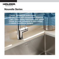 Thumbnail for Houzer Nouvelle 23 inch Stainless Steel Undermount Single Bowl Kitchen Sink with Strainer & Grid