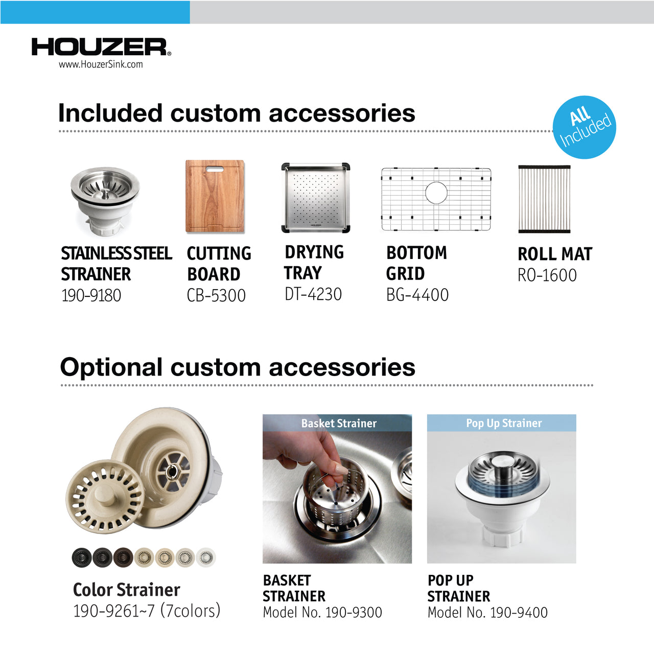 Houzer Novus 18 Gauge Stainless Steel Undermount Dual Platform Workstation Single Bowl Kitchen Sink with Accessories