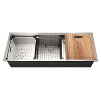 Thumbnail for Houzer Novus 18 Gauge Stainless Steel Undermount Dual Platform Workstation Single Bowl Kitchen Sink with Accessories