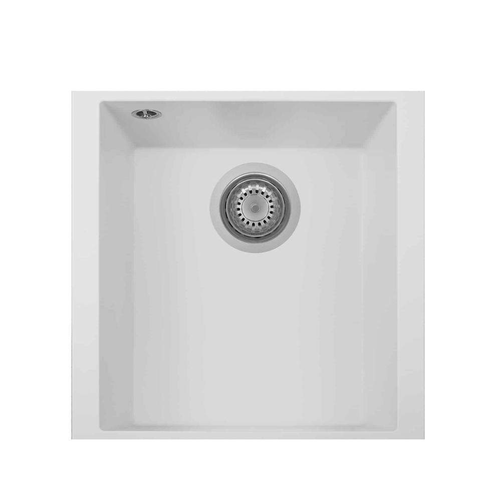 LaToscana 16" One Series Single Bowl Undermount Quartz Kitchen Sink in White