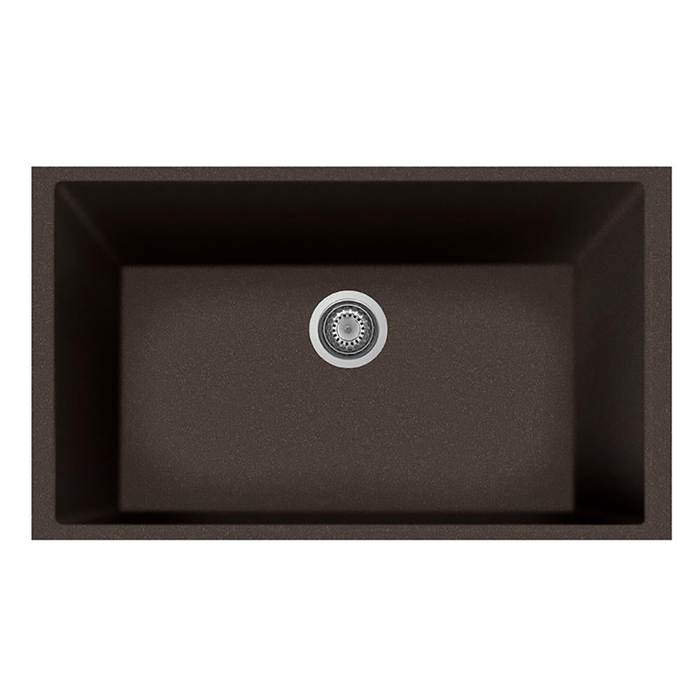 LaToscana 33" One Series Single Bowl Undermount Quartz Kitchen Sink in Brown