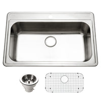 Thumbnail for Houzer Premier 33 inch Stainless Steel Drop-in Topmount Single Bowl Kitchen Sink, Nested 20-Pack